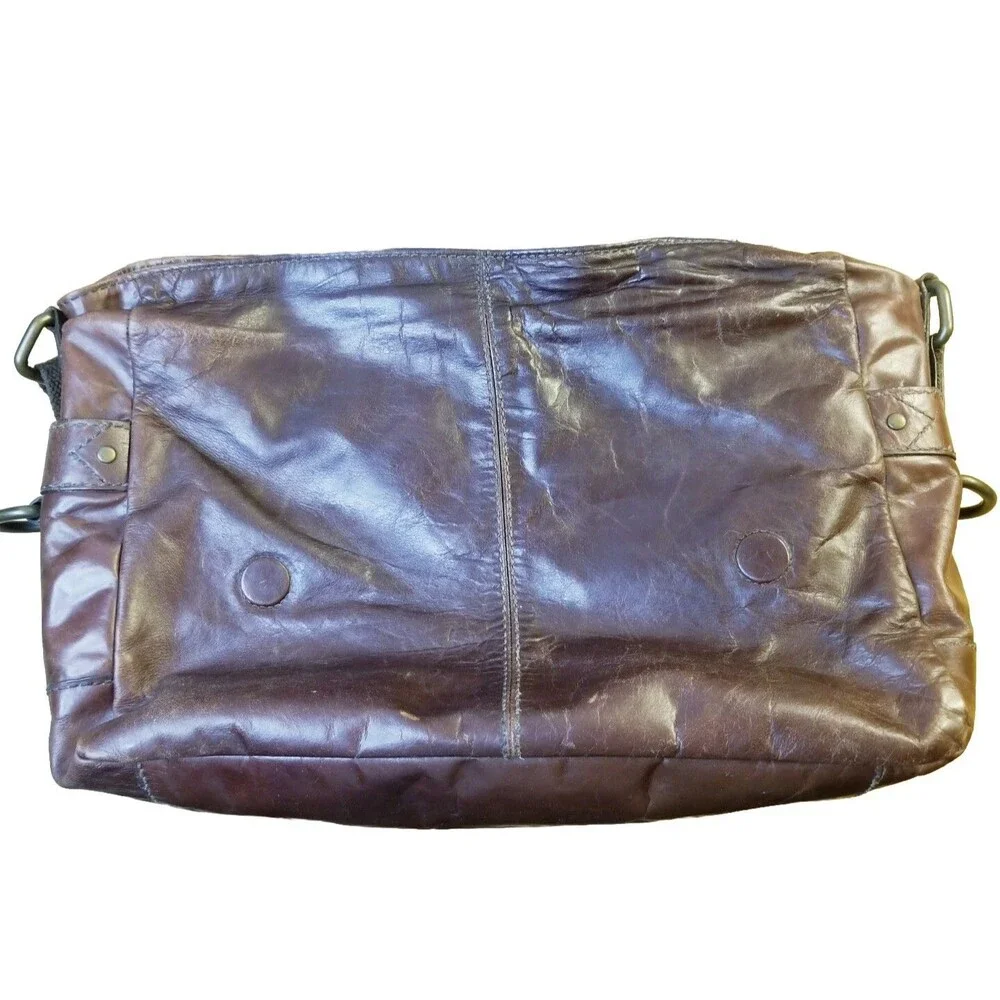 Fossil Brand Messenger Bag Mens Laptop Brown Leather Crossbody MBG1154 (15x11x5)